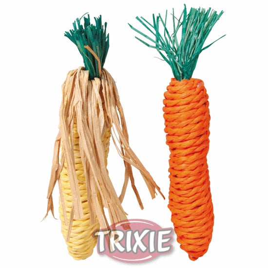 Sisal Vegetables Rabbit Toy Pack Carrot And Corn 15Cm Guinea Pig Toy Chew Treat