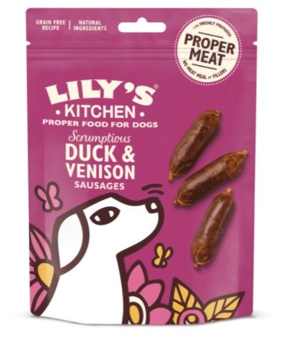 Lily's Kitchen Scrumptious Duck & Venison Sausages Dog Treats 70g