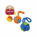 9" Rubber & Rope Ball Tug Asstd