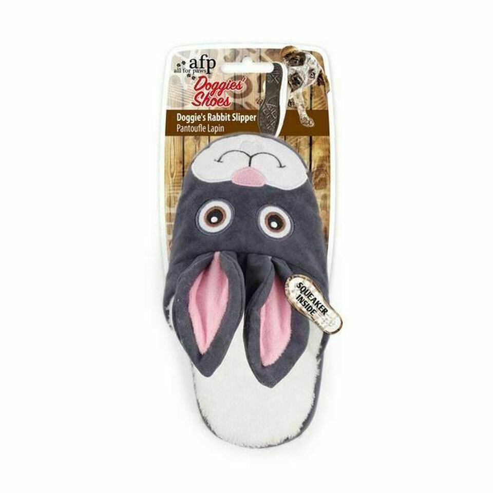 All For Paws Rabbit Slipper Dog Chew Toy with Squeaker
