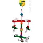 Parrot Toy Wood Coloured Rope Two Level Perch Bell 46cm L