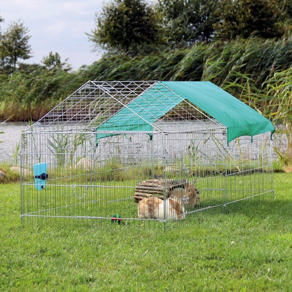 Outdoor Run With Gabled Roof And Sun Protection