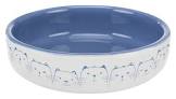 Cat Bowl For Short-Nosed Breeds, Ceramic 0.3 15 Cm, Light Blue/White