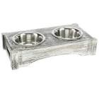 Bowl Set, Stainless Steel/Wood 2 X 0,45 12 Cm, 36 X 7 X 19 Cm, White