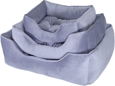 Luxury Silver Velvet Dog Bed