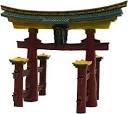 Blue Ribbon Ornament Japanesetorii Gate 18x11x14cm