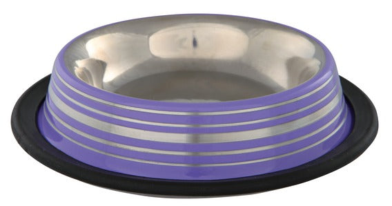 Stainless Steel Cat Food Bowl, Grooved, Non Slip 0.2 l/