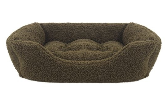 Green Pile Fleece Square Bed 93x78cm