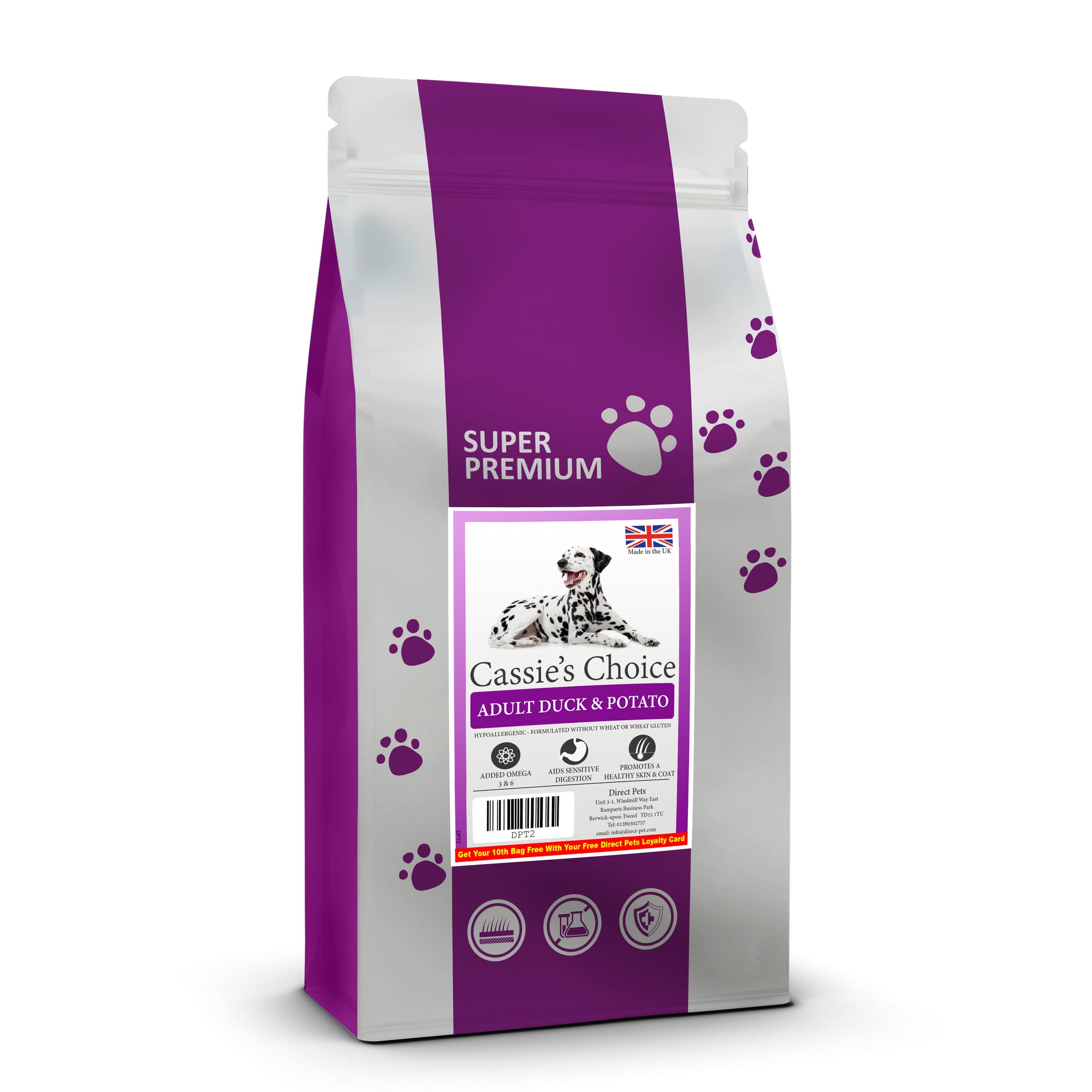 Cassie's Choice Adult No Added Grain or Cereal Duck & Potato 2kg