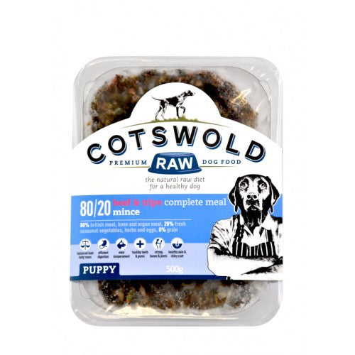 80/20 Puppy Working Puppy Beef and Tripe 500g Mince