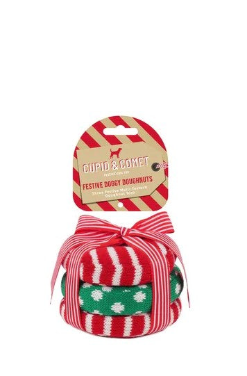Festive Doggy Toy Doughnuts 14 x 10cm