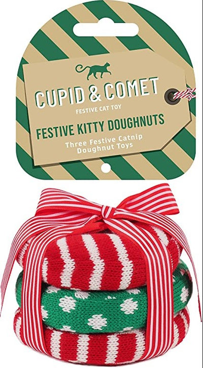 Festive Kitty Toy Doughnuts 9 x 8cm