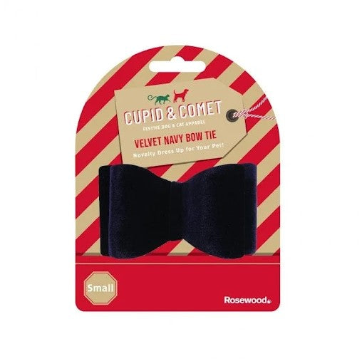 Luxury Small Velvet Bow Tie - Blue 7 x 5cm