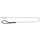 Chain lead with leather hand loop 1.10 m/2.0 mm, black