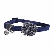 Designer Cat Collar Blue with Scrunch Flower