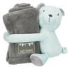 Junior cuddly set blanket/bear, plush, 75 × 50 cm, grey/mint