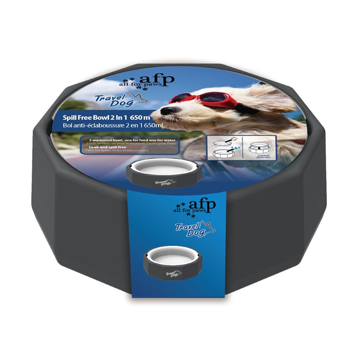 All For Paws Travel Dog  Spill Free Bowl 2 in 1