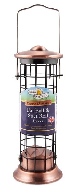 Walter Harrisons Copper Die Cast Suet Roll and Fat Ball Feeder 20cm