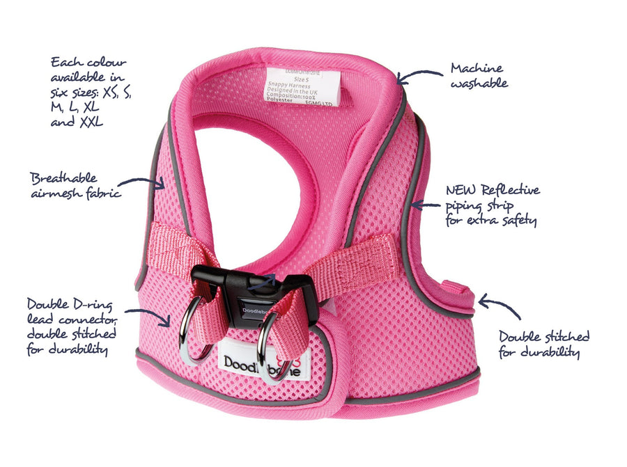 Doodlebone Airmesh Snappy Harness Pink