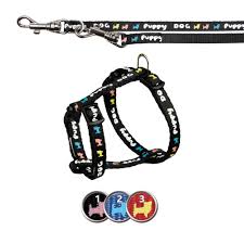 Puppy Harness with Leash 23-34cm Black