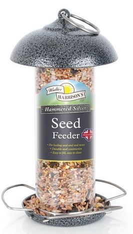 Walter Harrisons Hammertone Silver Mini Seed Feeder 20cm
